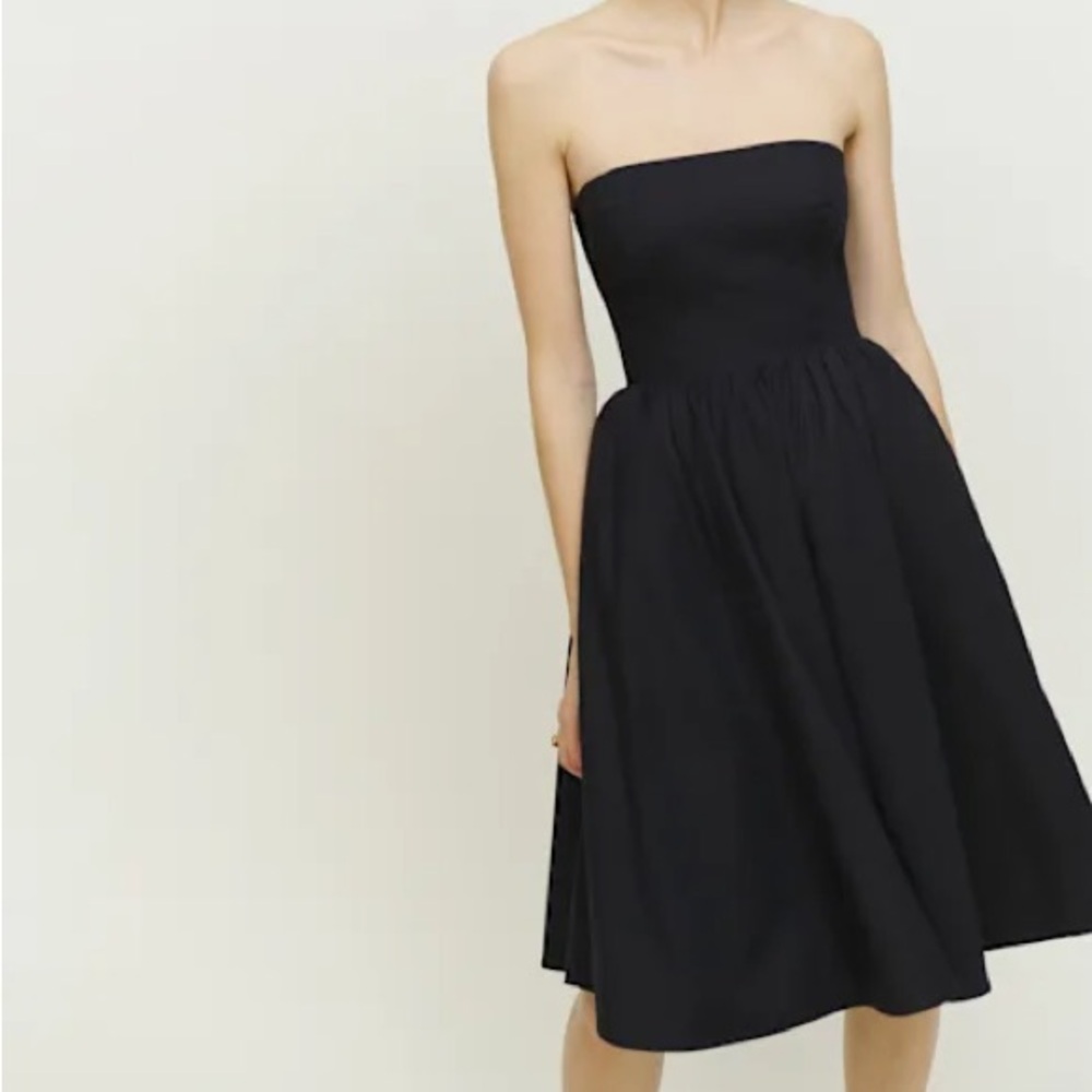 Reformation Buttercup Black Strapless Midi Dress Size 8 NWT
